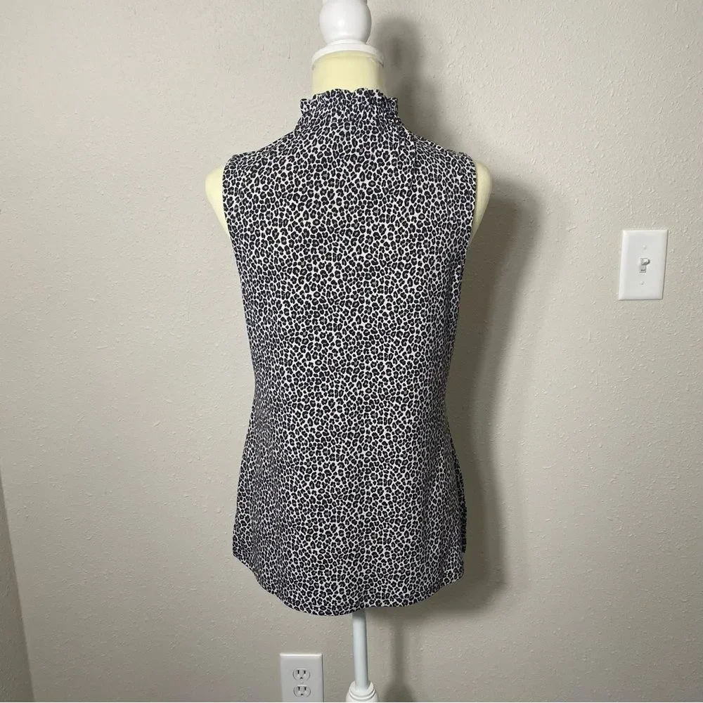 Michael Kors Ruffle Neck Sleeveless Animal Print Blouse Women's Size Small